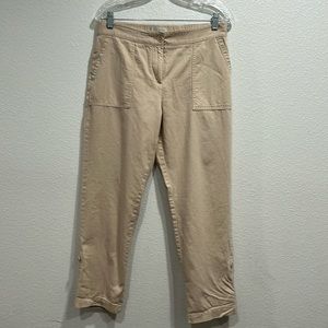 Talbots Linen Blend Roll Tap Kahki Pants SZ 8P
